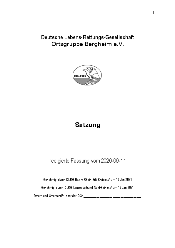 Satzung der DLRG Ortsgruppe Bergheim